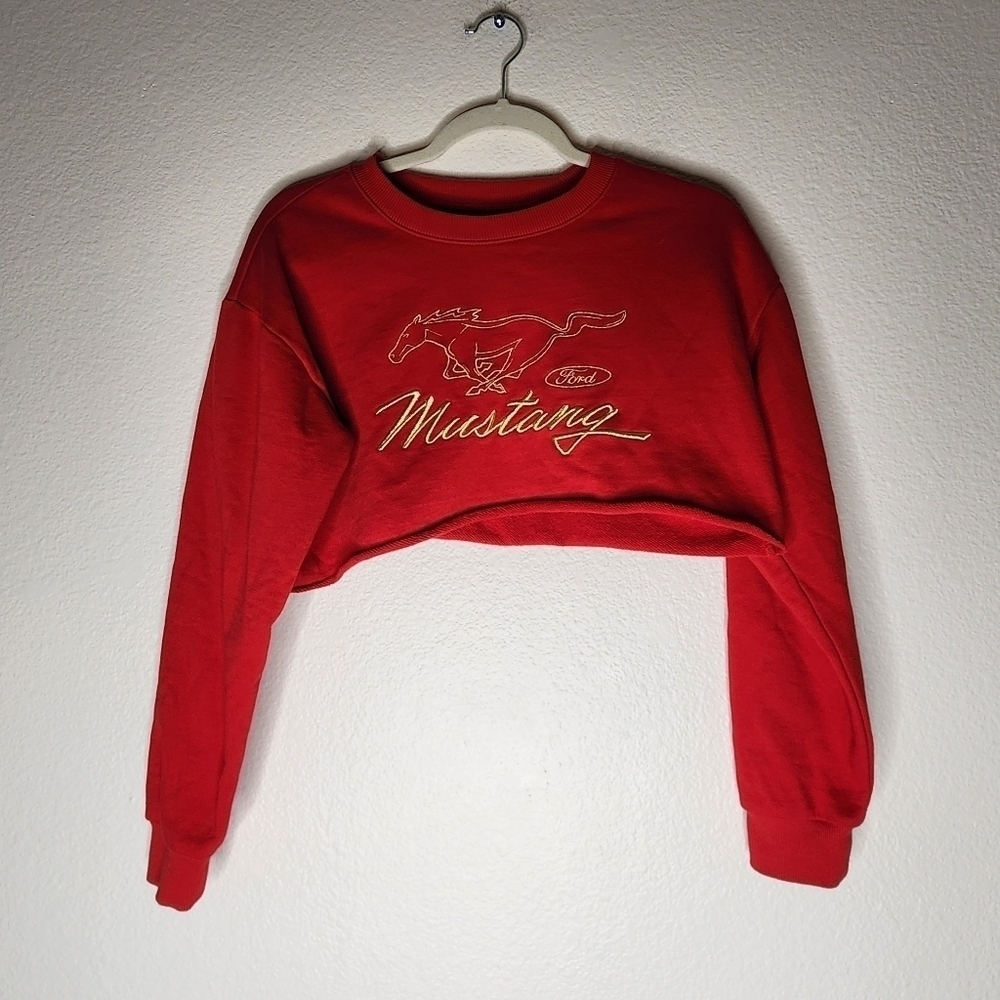F21 x Ford Red Mustang Crop Sweatshirt S